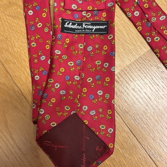 Vtg Ferragamo Necktie 100% Silk Floral - Picture 4 of 6